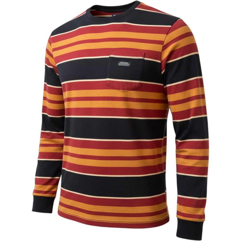 Vissla Creators LS PKT Tee-BRK Mens Striped Long Sleeve Pocket T-Shirt M905VCEL